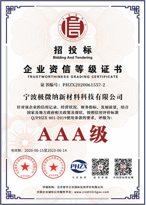 招投标企业资信等级证书